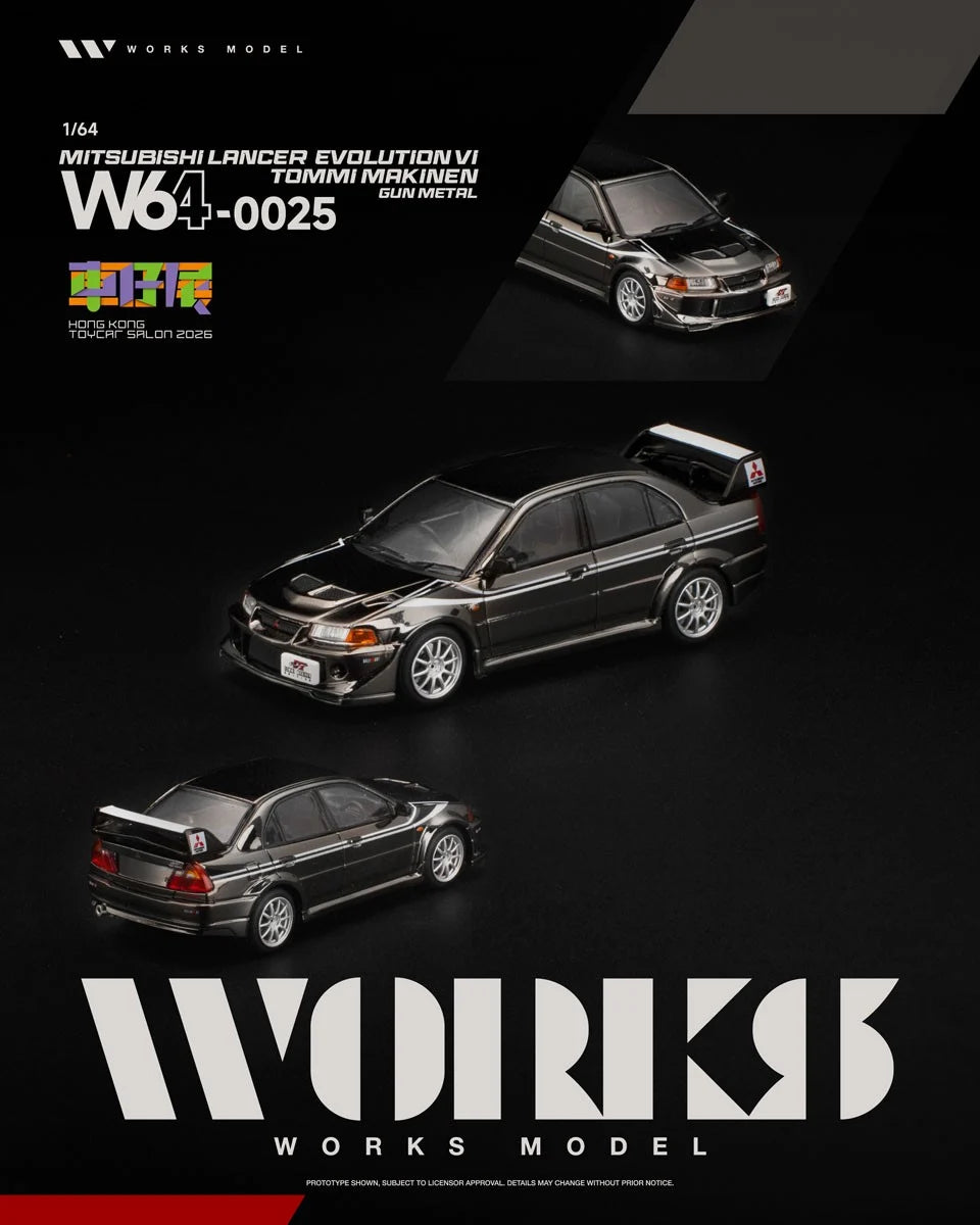 WORKS 1/64 MITSUBISHI LANCER EVO VI TOMMI MAKINEN GUN METAL  Hong Kong Toy Car Salon 2026 W640025