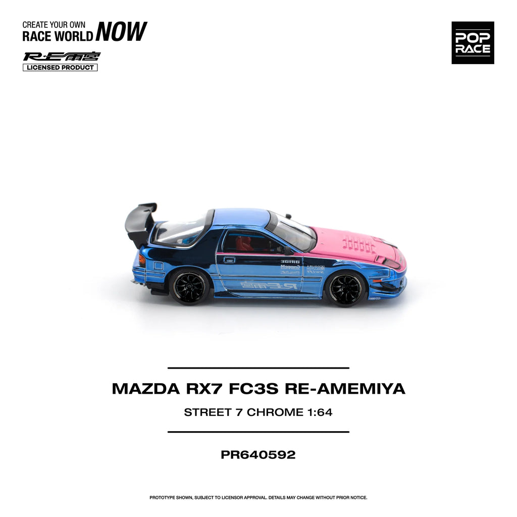 (Pre-Order) Pop Race 1:64 Mazda RX-7 (FC3S) RE-Amemiya Street7 – Chrome PR64059