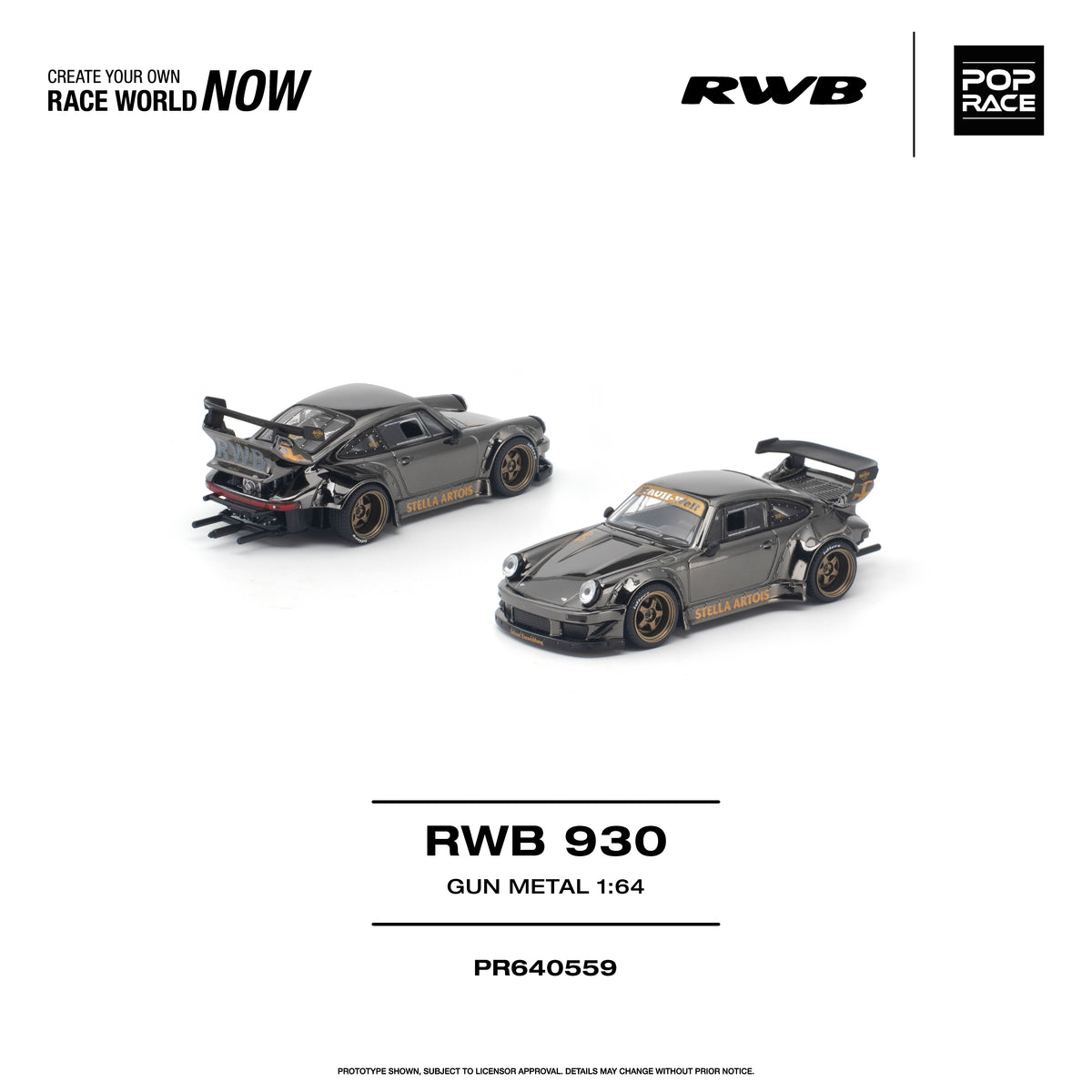 (Pre-Order) Pop Race 1:64 RWB 930 – Gunmetal PR640559