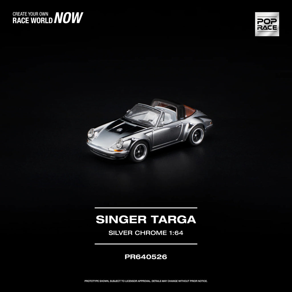 (Pre-Order) Pop Race 1:64 Porsche Singer Targa – Silver Chrome PR640526