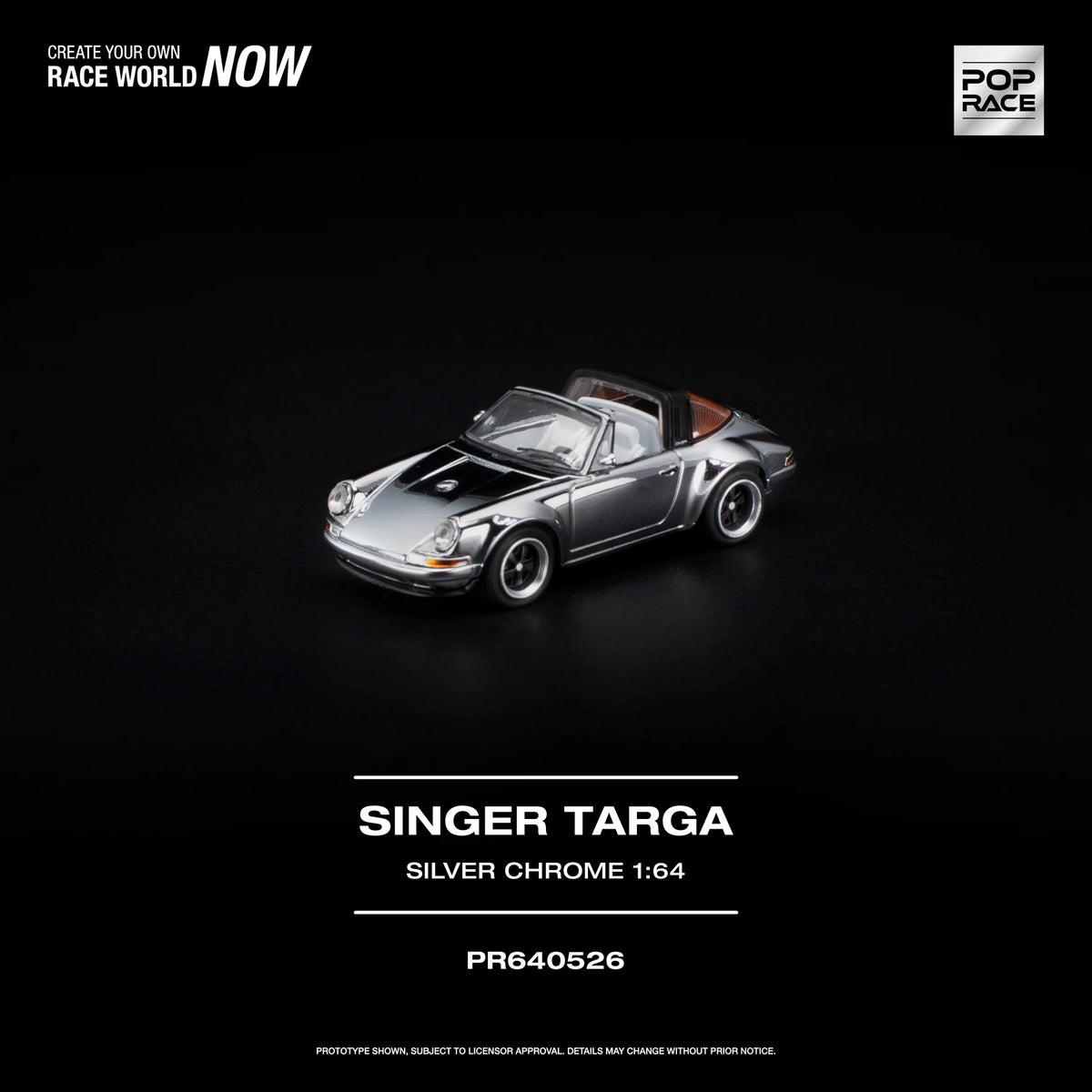 (Pre-Order) Pop Race 1:64 Porsche Singer Targa – Silver Chrome PR640526