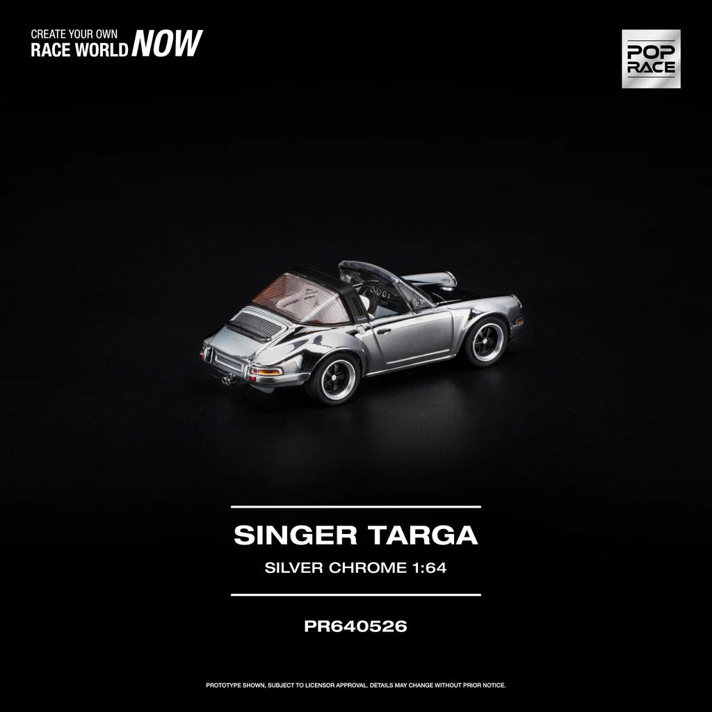 (Pre-Order) Pop Race 1:64 Porsche Singer Targa – Silver Chrome PR640526