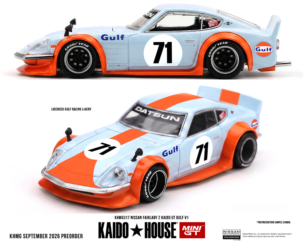 (Pre-Order) Kaido House x Mini GT 1:64 Nissan Fairlady Z Kaido GT GULF V1 – Blue KHMG317