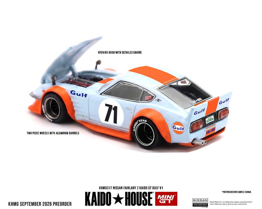 (Pre-Order) Kaido House x Mini GT 1:64 Nissan Fairlady Z Kaido GT GULF V1 – Blue KHMG317
