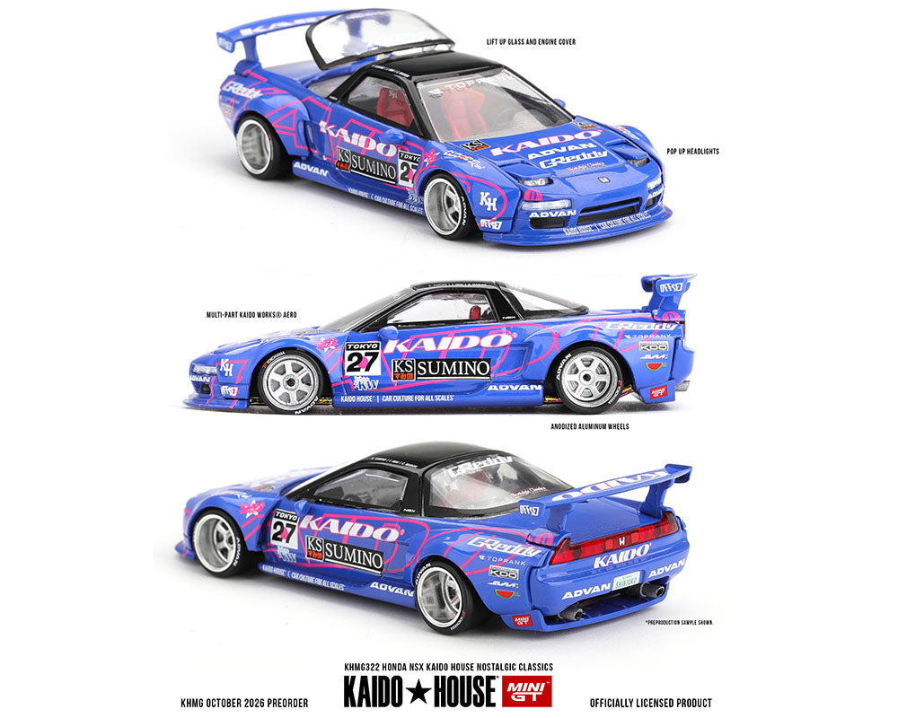 (Preorder) Kaido House x Mini GT Honda NSX Kaido House Nostalgic Classics – Blue KHMG322