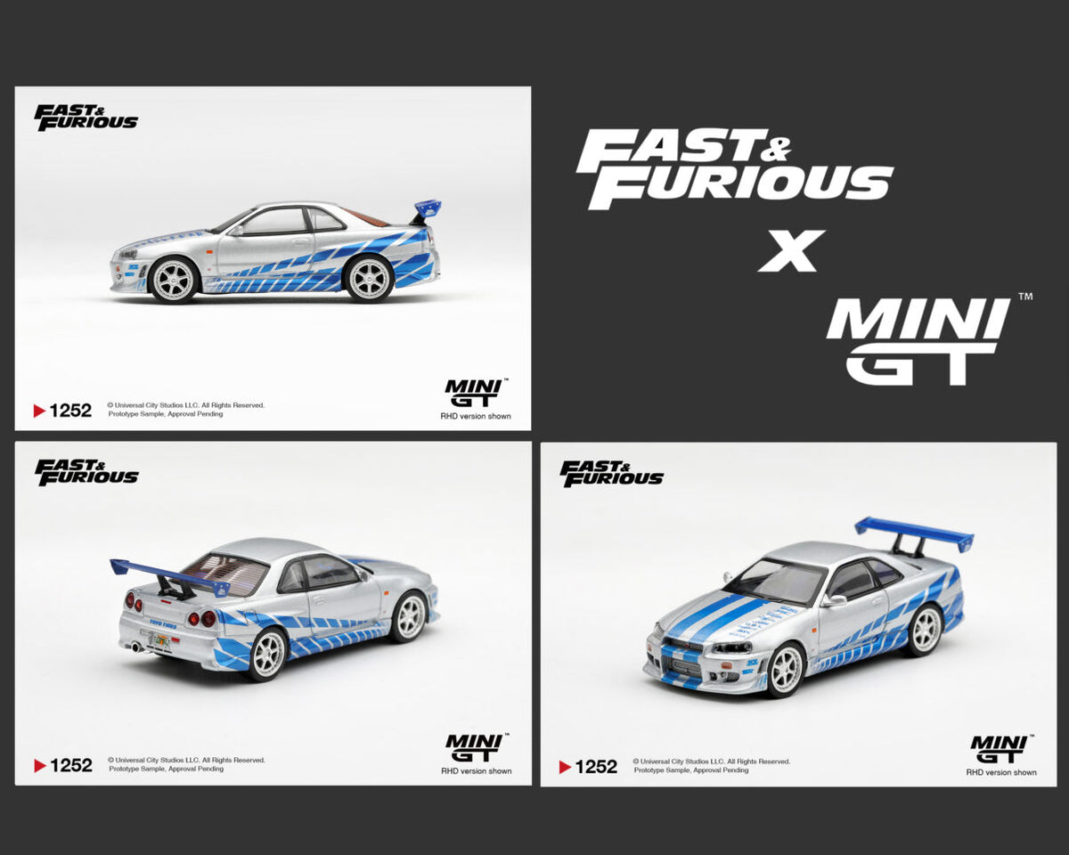 Mini GT 1:64 Nissan Skyline GT-R C-West 2 Fast 2 Furious Brian O'Conner MGT01252-BL diecast model car