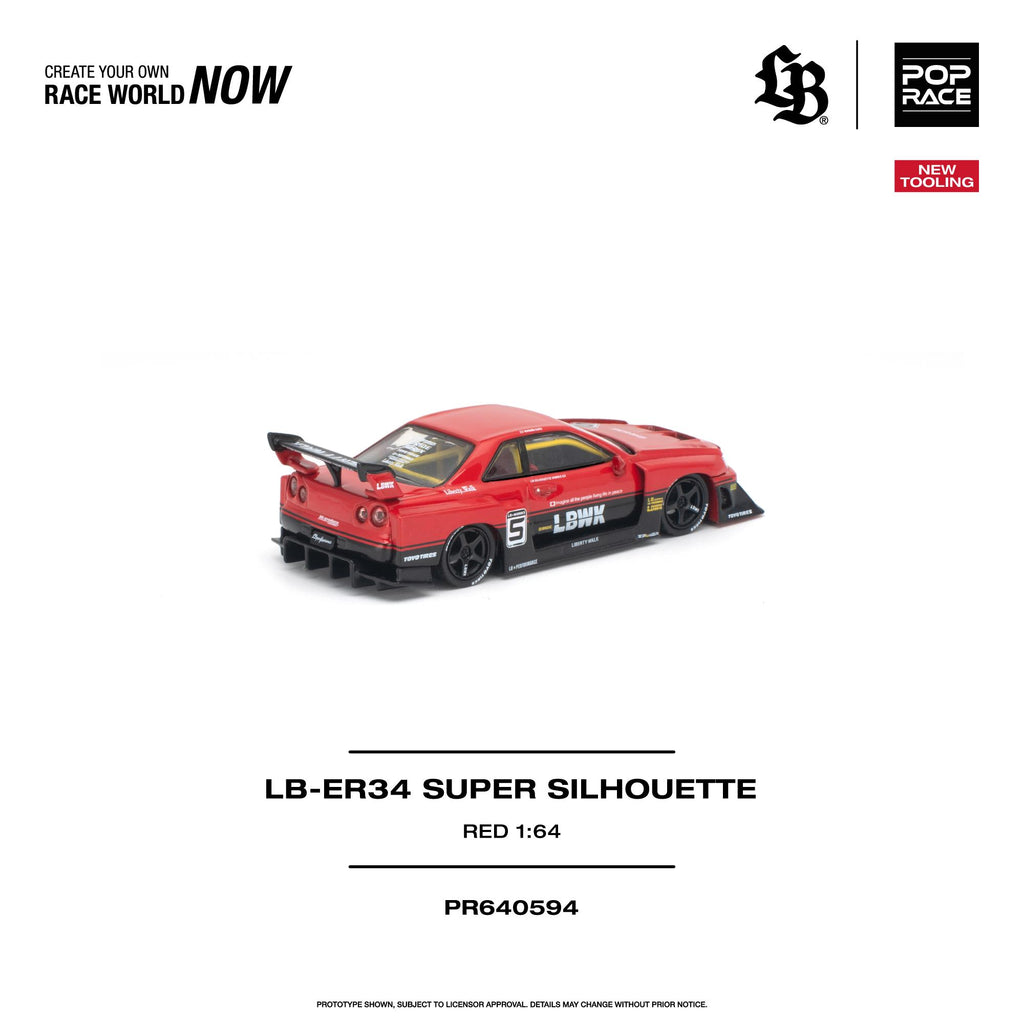(PRE-ORDER) POPRACE 1/64 LB-ER34 SUPER SILHOUETTE - RED NEW TOOLING PR640594