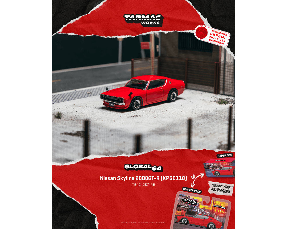 (Pre-Order) Tarmac Works 1:64 Nissan Skyline 2000GT-R (KPGC110) – Red – Global64 – Limited Edition T64G-087-RE-B